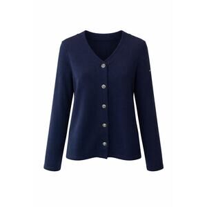 SAINT JAMES L’ATELIER Navy Blue Cardigan Wool Blend French Knit Sweater | Small